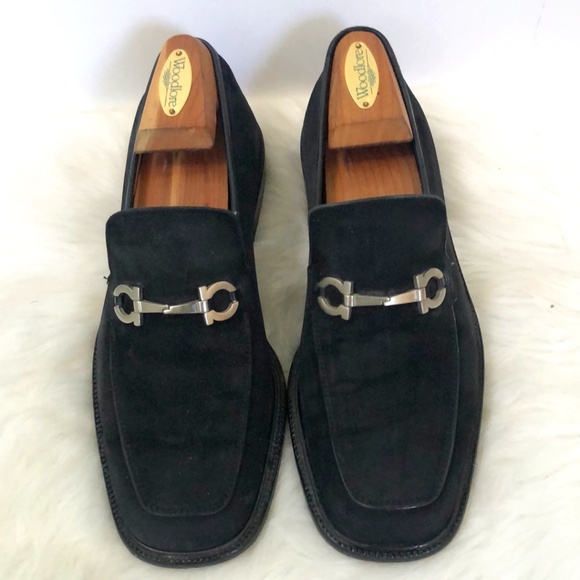 Salvatore Ferragamo Men's Black Suede Slip On Loafers Size 8